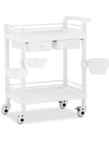 Kosmetikos laboratorinis vežimėlis 2 lentynos 2 stalčiai 3 konteineriai 71 x 45 x 90 cm 20 kg Kosmetikos laboratorinis vežimėlis 2 lentynos 2 stalčiai 3 konteineriai 71 x 45 x 90 cm 20 kg