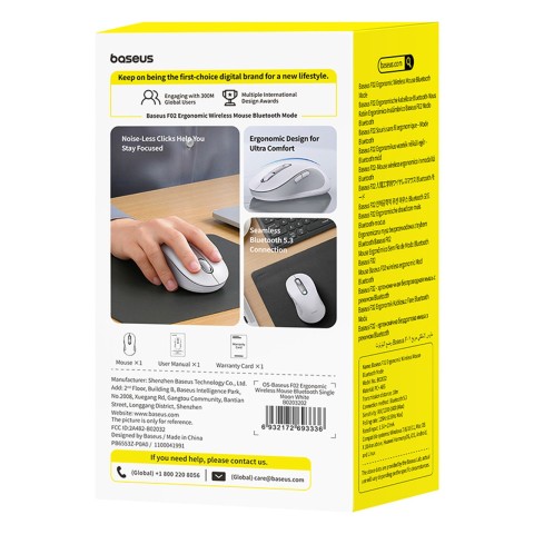 
Belaidė ergonomiška „Bluetooth“ pelė F02 – balta
