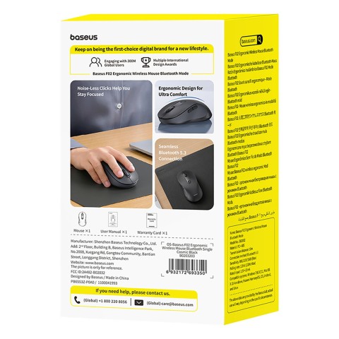
Belaidė ergonomiška „Bluetooth“ pelė F02 - juoda
