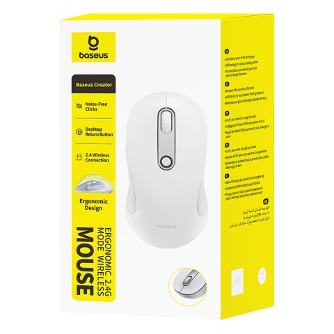 
Belaidė ergonomiška USB 2.4GHz pelė F02 - balta
