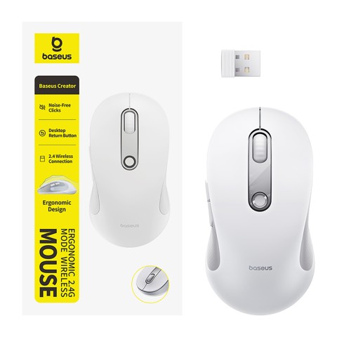 
Belaidė ergonomiška USB 2.4GHz pelė F02 - balta

