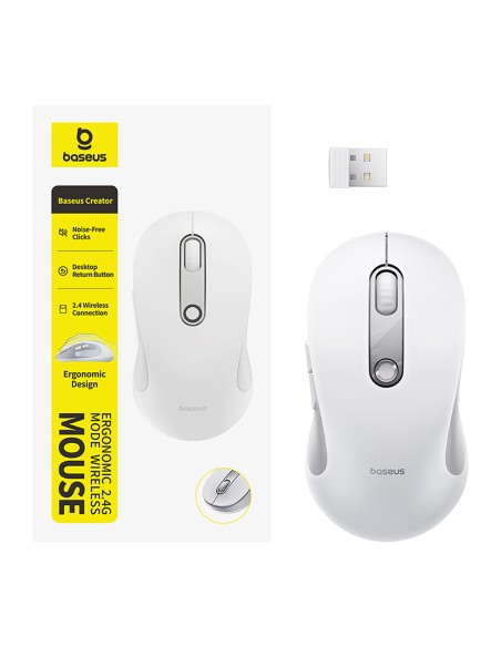 
Belaidė ergonomiška USB 2.4GHz pelė F02 - balta
