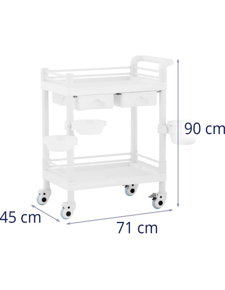 Kosmetikos laboratorinis vežimėlis 2 lentynos 2 stalčiai 3 konteineriai 71 x 45 x 90 cm 20 kg Kosmetikos laboratorinis vežimėlis 2 lentynos 2 stalčiai 3 konteineriai 71 x 45 x 90 cm 20 kg