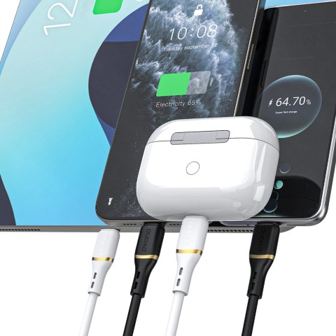 
USB-C – iPhone Lightning laidas su silikoniniu pynimu 30W 1m – juodas

