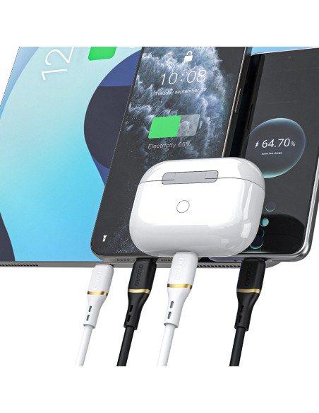 
USB-C – iPhone Lightning laidas su silikoniniu pynimu 30W 1m – juodas
