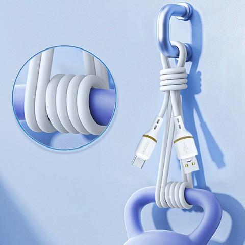 
USB-A – iPhone Lightning laidas su silikoniniu pynimu 30W 1m – baltas
