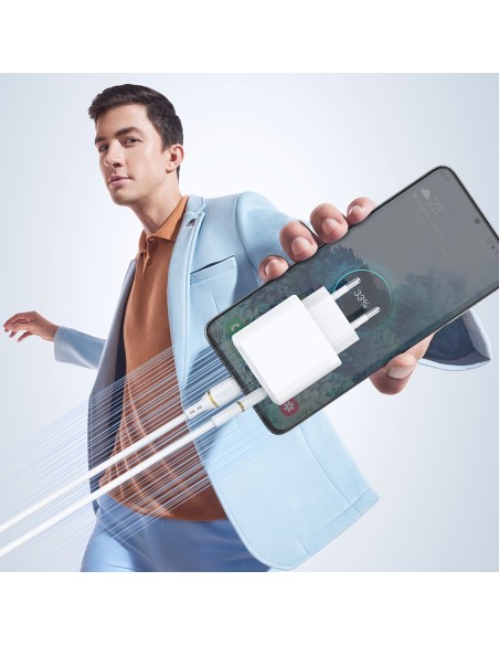 
USB-A – iPhone Lightning laidas su silikoniniu pynimu 30W 1m – baltas
