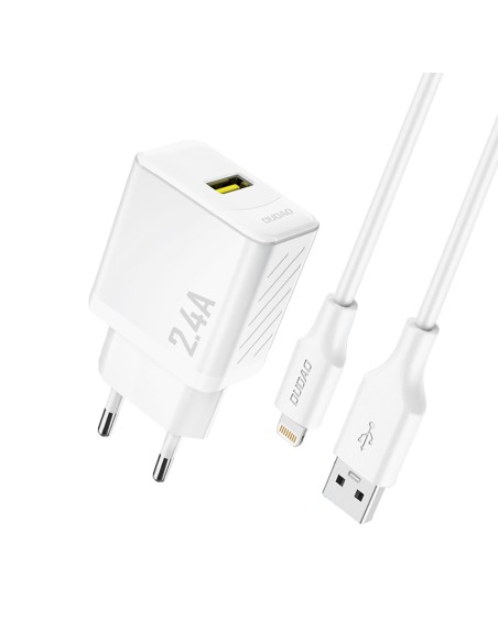 
USB-A sieninis įkroviklis su USB-A laidu – „iPhone Lightning 2.4A GaN EU“ – baltas
