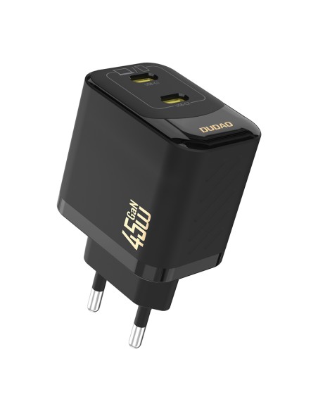 
2xUSB-C GaN PD 45W sieninis įkroviklis - juodas
