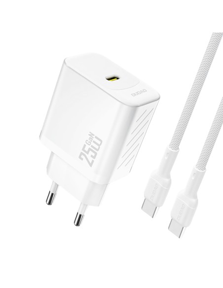 
USB-C sieninis įkroviklis su USB-C GaN PD 25W laidu – baltas
