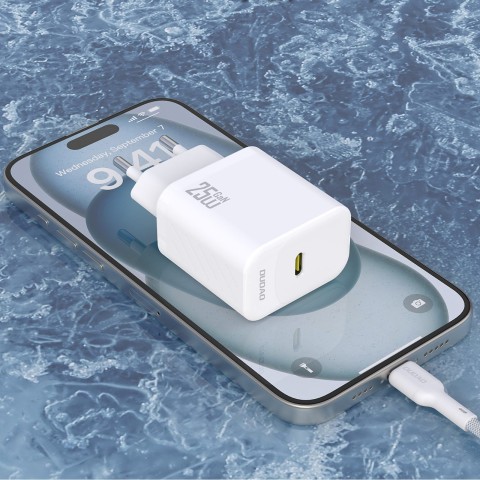 
USB-C sieninis įkroviklis su USB-C GaN PD 25W laidu – baltas
