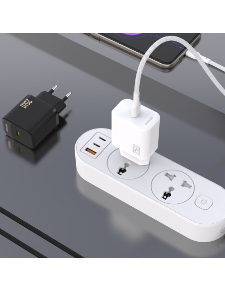 
USB-C sieninis įkroviklis su USB-C GaN PD 25W laidu – baltas
