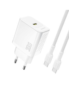 
USB-C sieninis įkroviklis su USB-C GaN PD 30W laidu – baltas
