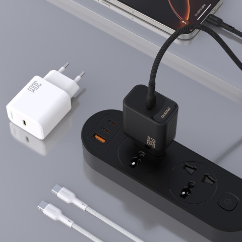 
USB-C sieninis įkroviklis su USB-C GaN PD 30W laidu – baltas
