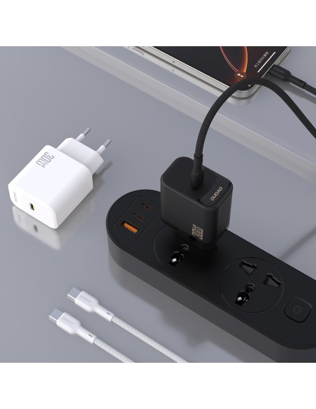 
USB-C sieninis įkroviklis su USB-C GaN PD 30W laidu – baltas
