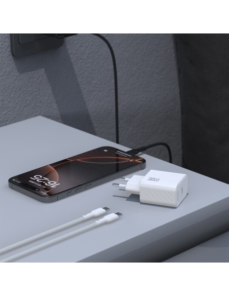 
USB-C sieninis įkroviklis su USB-C GaN PD 30W laidu – baltas
