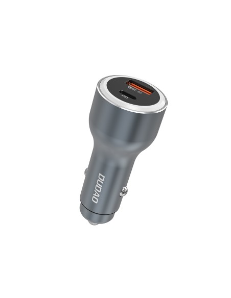 
USB-A USB-C PD QC LED automobilinis įkroviklis 120 W – pilkas
