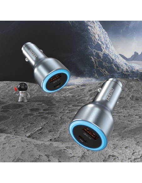 
USB-A USB-C PD QC LED automobilinis įkroviklis 120 W – pilkas

