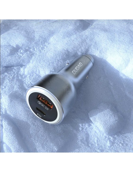 
USB-A USB-C PD QC LED automobilinis įkroviklis 120 W – pilkas
