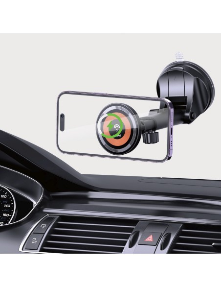 
„Magsafe“ 15 W belaidis automobilinis išmaniojo telefono laikiklis – juodas
