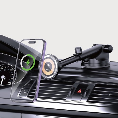 
„Magsafe“ 15 W belaidis automobilinis išmaniojo telefono laikiklis – juodas
