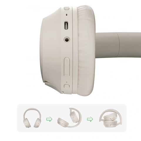
H2 Pro ENC belaidės „Bluetooth“ ausinės, uždedamos ant ausies – baltos
