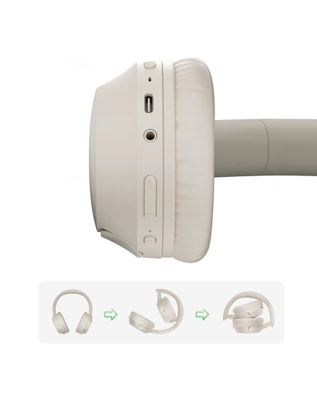 
H2 Pro ENC belaidės „Bluetooth“ ausinės, uždedamos ant ausies – baltos

