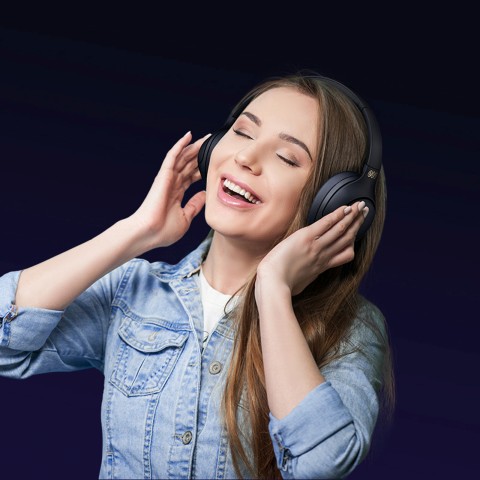 
H3 ANC belaidės „Bluetooth“ ausinės, uždedamos ant ausies – juodos
