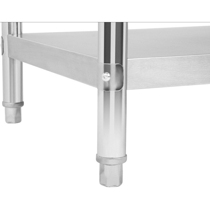Virtuvinis stalas su nerūdijančio plieno stalviršiu su apvadu ir apatine lentyna 200x60cm