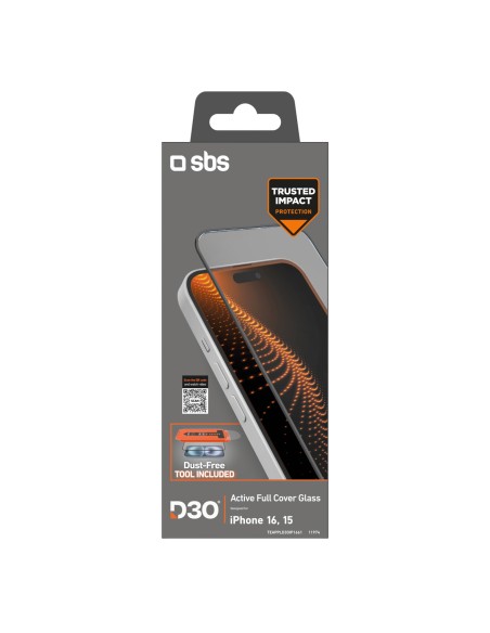 
Grūdintas stiklas su aplikatoriumi, skirtas iPhone 15 / iPhone 15 Pro / iPhone 16 D3O
