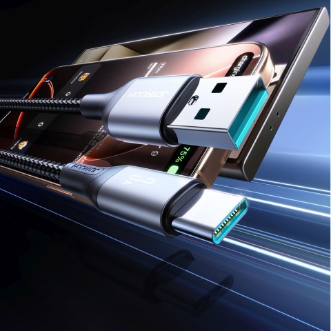 
USB-A - USB-C Flash serijos 3A 1 m kabelis - juodas

