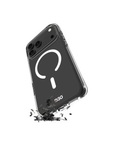 
„iPhone 17 Pro Max“ TPU, smūgiams atsparus, skaidrus „D3O MagSafe“ dėklas – permatomas
