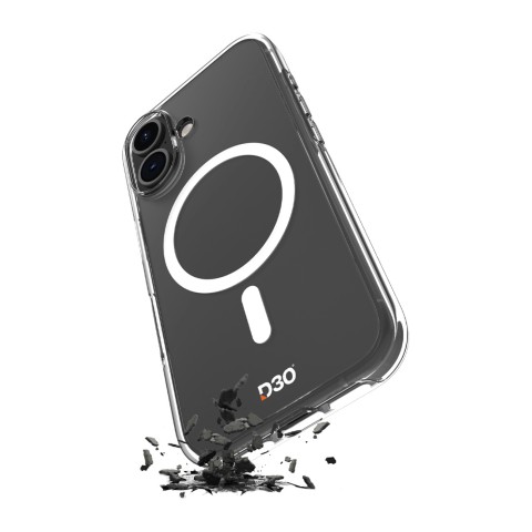 
„iPhone 17“ TPU kompiuterio smūgiams atsparus skaidrus „D3O MagSafe“ dėklas – permatomas
