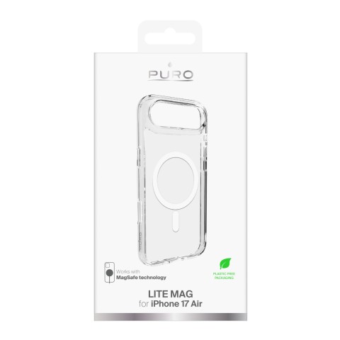 
„iPhone 17 Air TPU PC Lite MagSafe“ galinis dėklas – permatomas baltas žiedas
