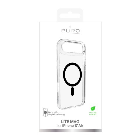 
„iPhone 17 Air TPU PC Lite MagSafe“ galinis dėklas – permatomas juodas žiedas

