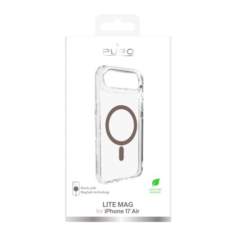 
„iPhone 17 Air TPU PC Lite MagSafe“ galinis dėklas – permatomas rudas žiedas
