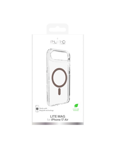 
„iPhone 17 Air TPU PC Lite MagSafe“ galinis dėklas – permatomas rudas žiedas
