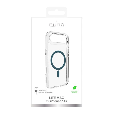 
„iPhone 17 Air TPU PC Lite MagSafe“ galinis dėklas – permatomas turkio spalvos žiedas
