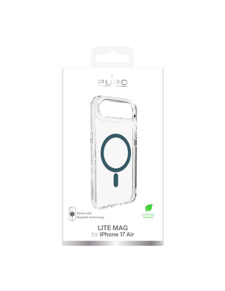 
„iPhone 17 Air TPU PC Lite MagSafe“ galinis dėklas – permatomas turkio spalvos žiedas
