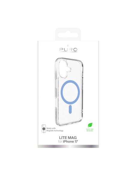 
iPhone 17 TPU PC Lite MagSafe galinis dėklas – permatomas mėlynas žiedas
