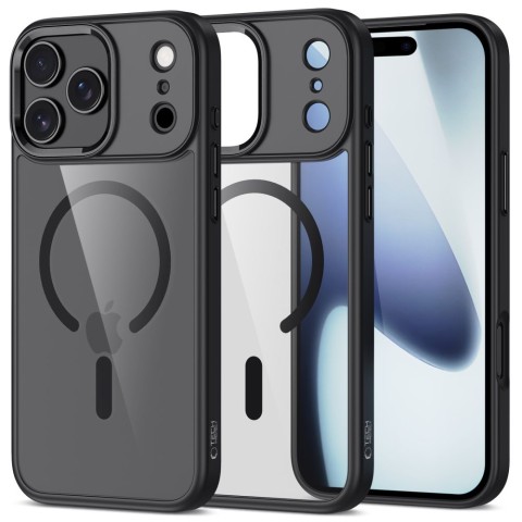 
„iPhone 17 Pro Max MagMat MagSafe“ dėklas – permatomas juodas
