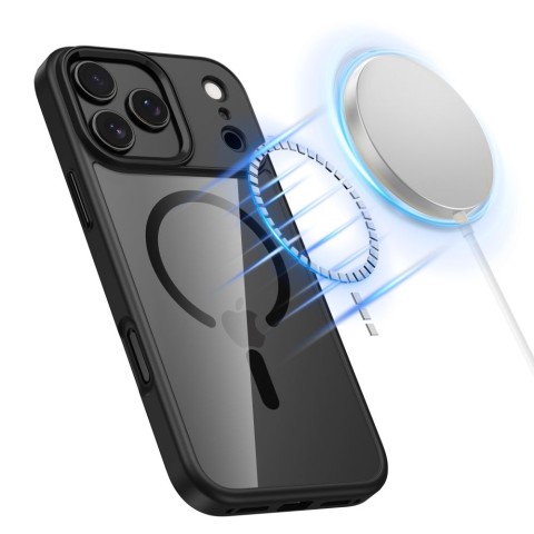 
„iPhone 17 Pro Max MagMat MagSafe“ dėklas – permatomas juodas
