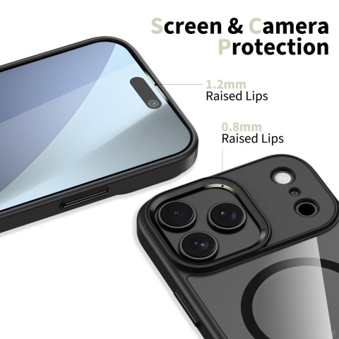 
„iPhone 17 Pro Max MagMat MagSafe“ dėklas – permatomas juodas
