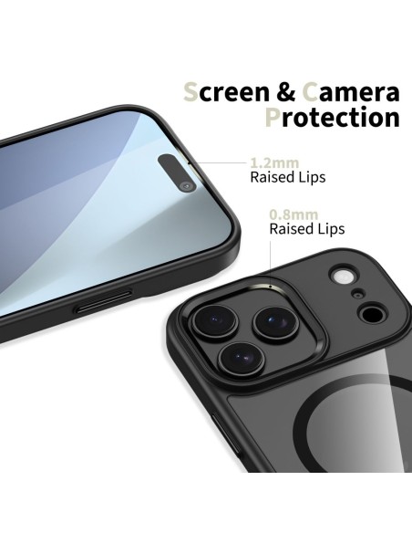 
„iPhone 17 Pro Max MagMat MagSafe“ dėklas – permatomas juodas
