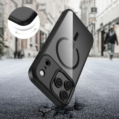 
„iPhone 17 Pro Max MagMat MagSafe“ dėklas – permatomas juodas
