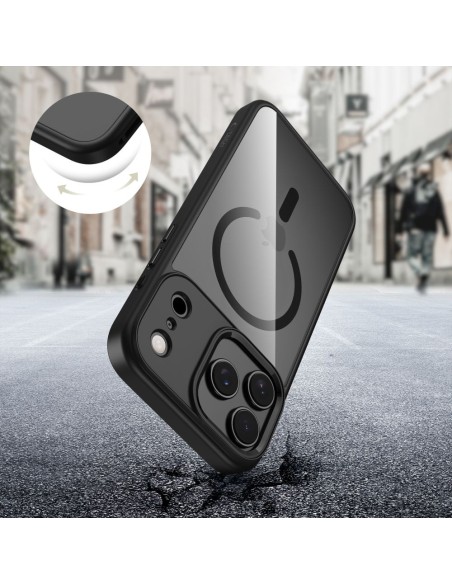 
„iPhone 17 Pro Max MagMat MagSafe“ dėklas – permatomas juodas
