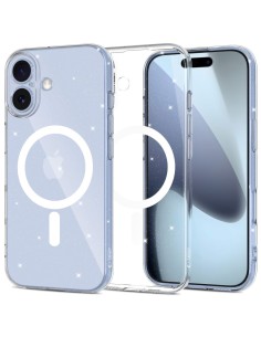 
„iPhone 17 FlexAir MagSafe“ apsauginis dėklas – skaidrus ir blizgučiais
