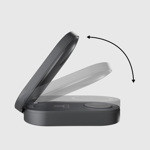 
3 viename belaidis sulankstomas įkrovimo stotelė „iPhone“, „Apple Watch“, „AirPods“ QI2 MFI – juoda

