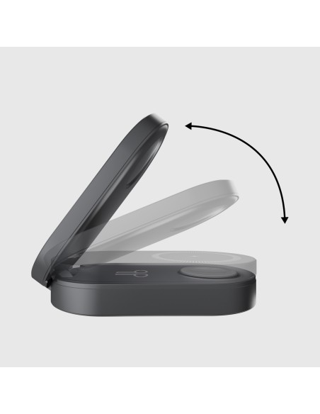 
3 viename belaidis sulankstomas įkrovimo stotelė „iPhone“, „Apple Watch“, „AirPods“ QI2 MFI – juoda
