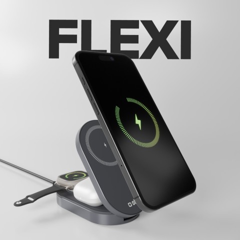 
3 viename belaidis sulankstomas įkrovimo stotelė „iPhone“, „Apple Watch“, „AirPods“ QI2 MFI – juoda
